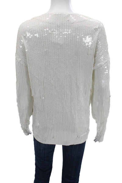 Zara Unisex Pullover Sweater White Viscose Elastane Long Sleeve Size S