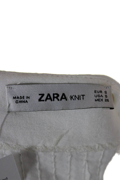 Zara Unisex Pullover Sweater White Viscose Elastane Long Sleeve Size S