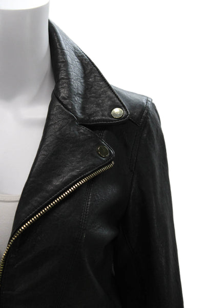 Nicholas Womens Biker Lamb Leather Jacket Black Buckle Collared Size 8
