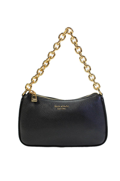 Kate Spade New York Womens Leather Small Zippered Shoulder Handbag Black