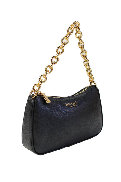 Kate Spade New York Womens Leather Small Zippered Shoulder Handbag Black