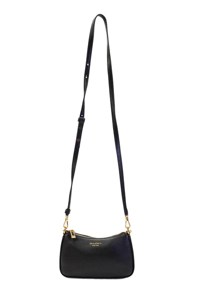 Kate Spade New York Womens Leather Small Zippered Shoulder Handbag Black