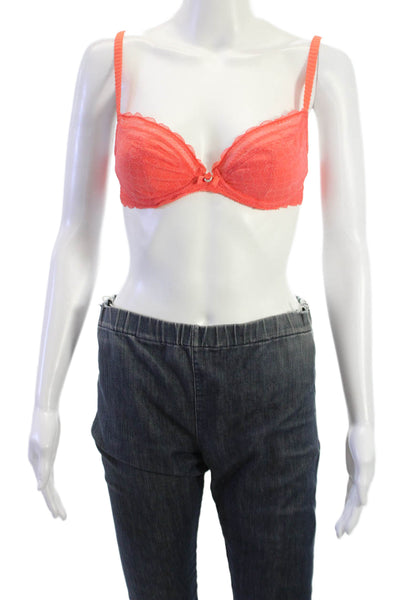 Chantelle Womens Lace Under Wire Balconette Bra Orange Size 32 C