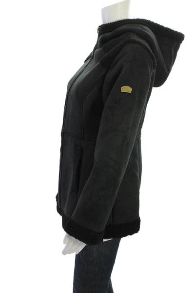 Koolaburra Women Black High Neck Zip Jacket Nylon Cotton Long Sleeve Size XXS