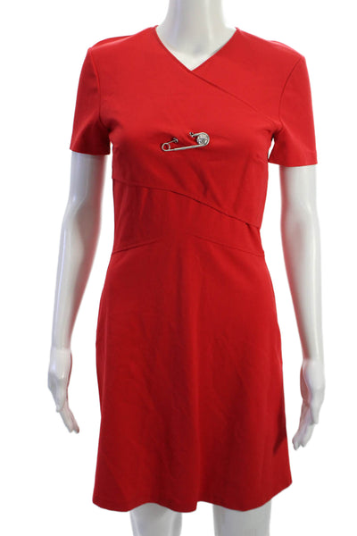 VERSUS by Versace Womens Red A-Line Dress V-Neck Knee Length Size 42