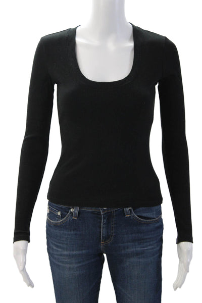 Z Supply Women Black Square Neck Long Sleeve Basic Top Size XS
