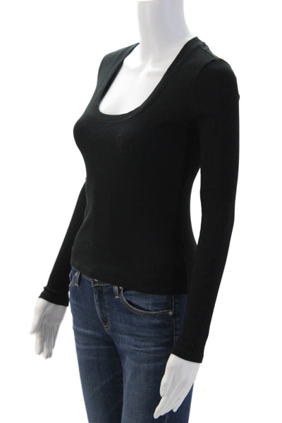Z Supply Women Black Square Neck Long Sleeve Basic Top Size XS