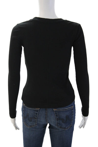 Z Supply Women Black Square Neck Long Sleeve Basic Top Size XS
