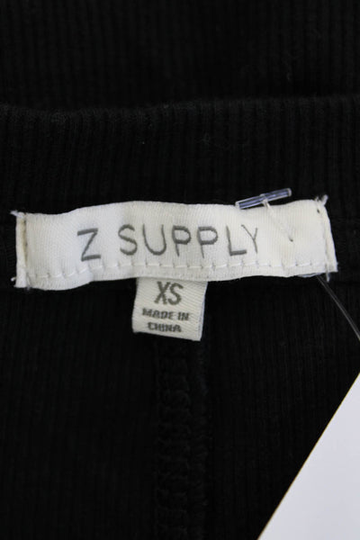 Z Supply Women Black Square Neck Long Sleeve Basic Top Size XS