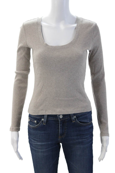 Z Supply Women Basic Gray Long Sleeve T-Shirt Round Neck Size S