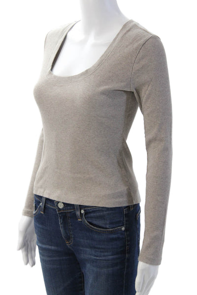 Z Supply Women Basic Gray Long Sleeve T-Shirt Round Neck Size S
