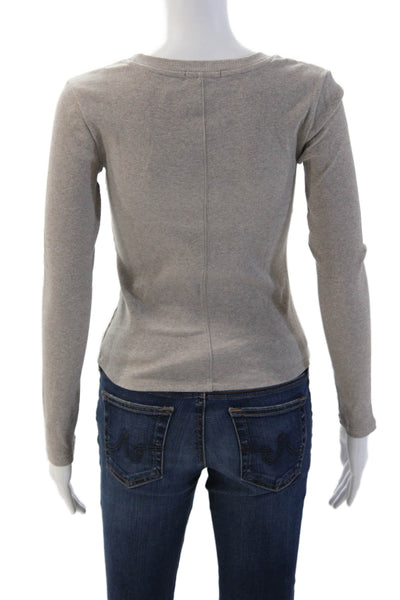 Z Supply Women Basic Gray Long Sleeve T-Shirt Round Neck Size S
