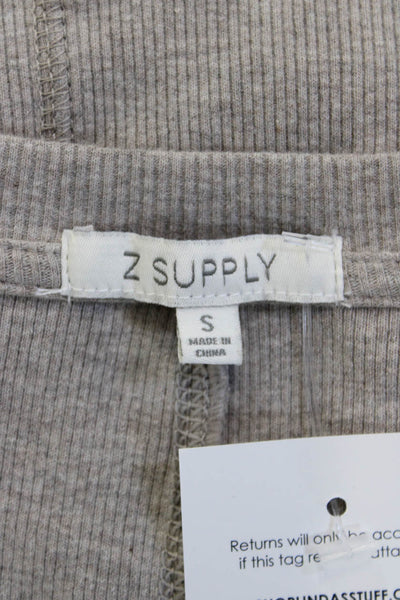 Z Supply Women Basic Gray Long Sleeve T-Shirt Round Neck Size S