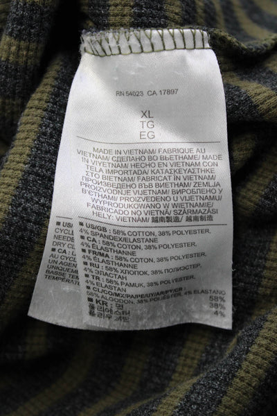 Banana Republic Mens Cotton Striped Long Sleeve Henley Green Size XL
