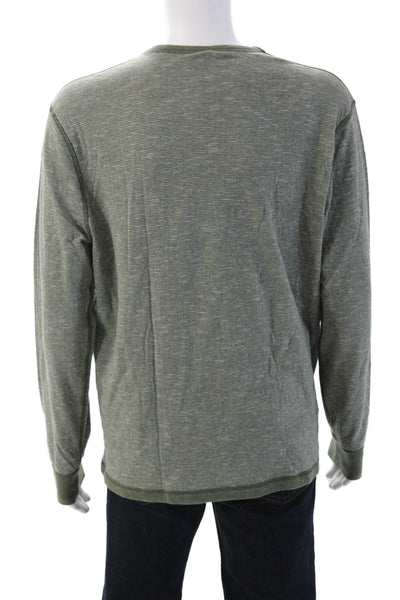 Original Penguin Mens Long Sleeve Striped Crewneck T Shirt Green Size XL