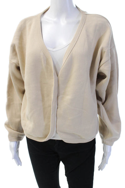 Donni Unisex Beige V-Neck Long Sleeve Cardigan Organic Cotton Blend Size M