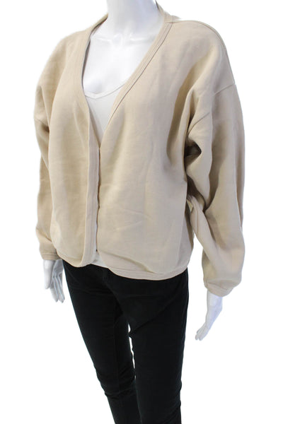 Donni Unisex Beige V-Neck Long Sleeve Cardigan Organic Cotton Blend Size M