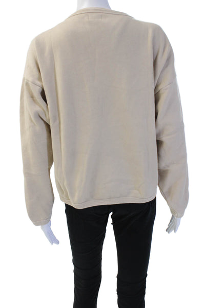 Donni Unisex Beige V-Neck Long Sleeve Cardigan Organic Cotton Blend Size M