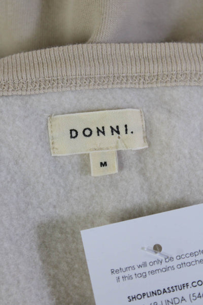 Donni Unisex Beige V-Neck Long Sleeve Cardigan Organic Cotton Blend Size M