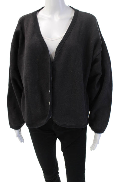 Donni Unisex Cardigan Black V-Neck Button Long Sleeve Solid Organic Size M