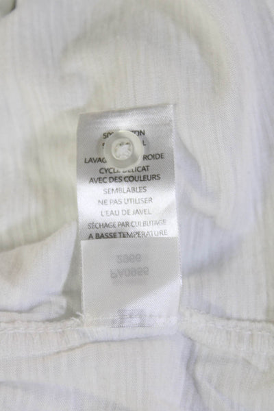 Lilla P Women Basic Button-Up White Collared Long Sleeve Viscose Top Size S
