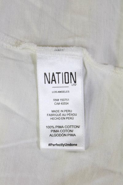 Nation LTD Womens Boho Square Neck Long Sleeve Pima Cotton Blouse White Size S
