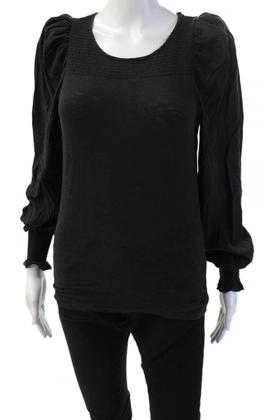 Nation LTD Womens Basic Black Square Neck Long Sleeve Blouse Size S