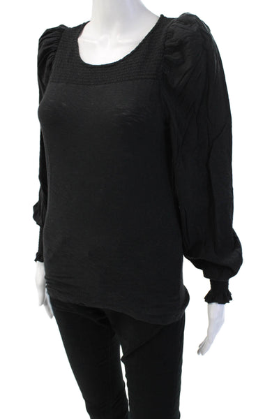 Nation LTD Womens Basic Black Square Neck Long Sleeve Blouse Size S
