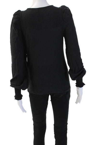 Nation LTD Womens Basic Black Square Neck Long Sleeve Blouse Size S