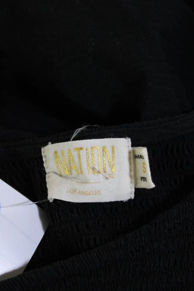 Nation LTD Womens Basic Black Square Neck Long Sleeve Blouse Size S