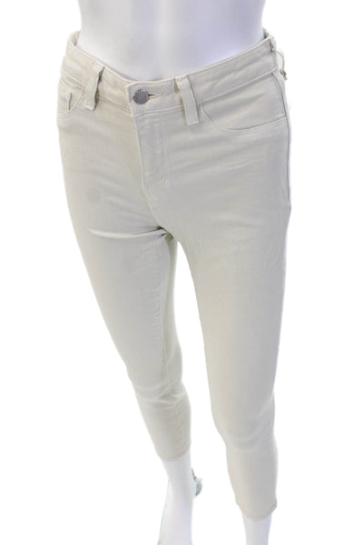 L'Agence Womens High Rise Ankle Cropped Jeans Beige Size 26
