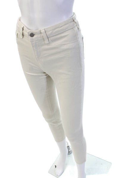L'Agence Womens High Rise Ankle Cropped Jeans Beige Size 26