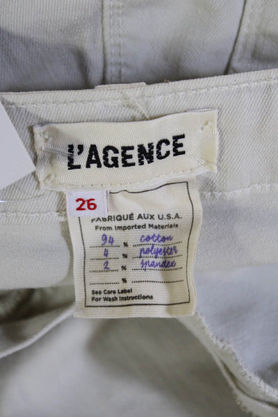 L'Agence Womens High Rise Ankle Cropped Jeans Beige Size 26