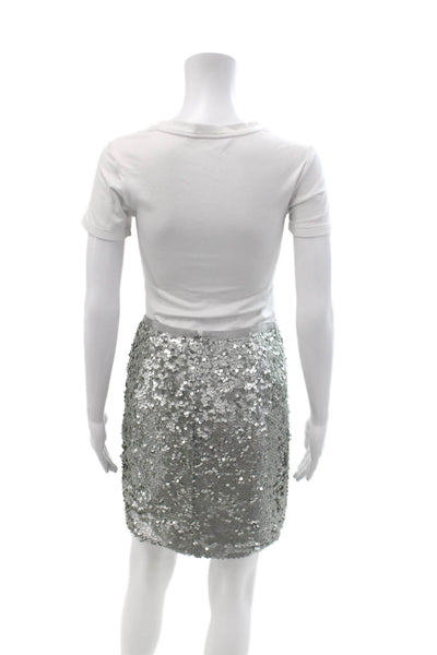 J Crew Womens Gray Mini Pencil Skirt Polyester Size 00