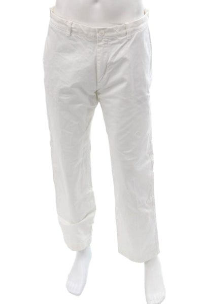 J Crew Mens White Chino Pants Button Closure Size 34
