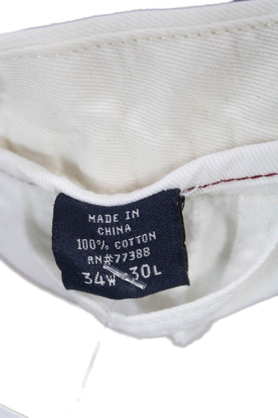 J Crew Mens White Chino Pants Button Closure Size 34