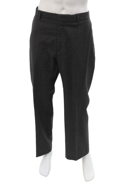 Banana Republic Men Dress Pants Dark Gray Check Polyester Viscose Size 36