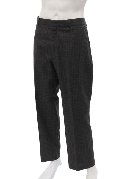 Banana Republic Men Dress Pants Dark Gray Check Polyester Viscose Size 36