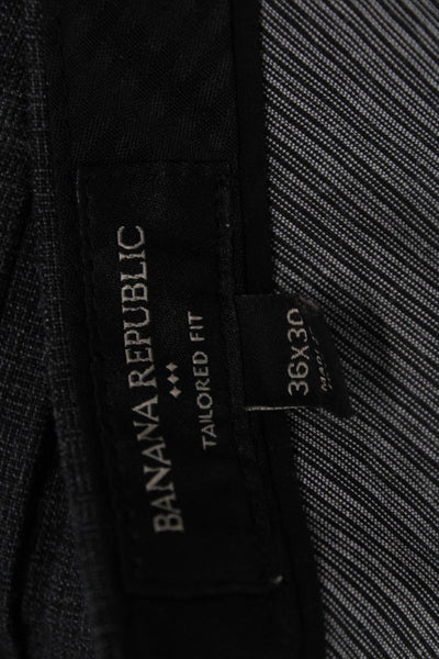 Banana Republic Men Dress Pants Dark Gray Check Polyester Viscose Size 36