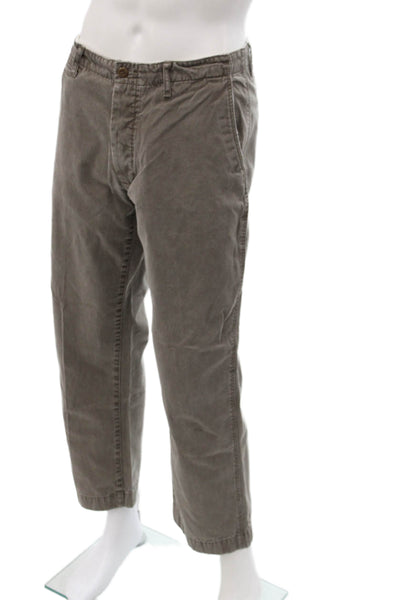 J Crew Mens Cropped Chino Pants Gray 100% Cotton Button Army Size 34