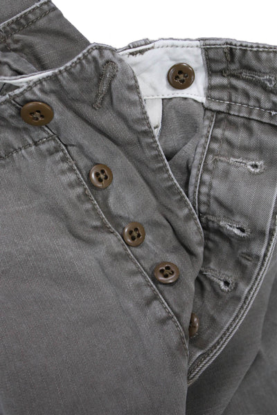 J Crew Mens Cropped Chino Pants Gray 100% Cotton Button Army Size 34