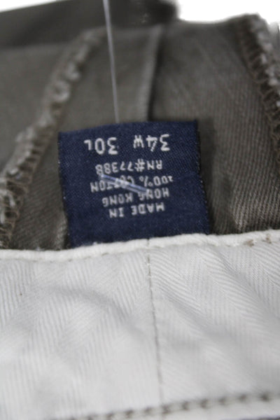 J Crew Mens Cropped Chino Pants Gray 100% Cotton Button Army Size 34