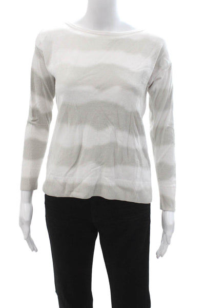 Barefoot Dreams® Unisex Striped White Pullover Long Sleeve Round Neck Size XS