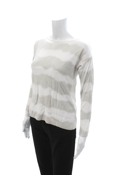 Barefoot Dreams® Unisex Striped White Pullover Long Sleeve Round Neck Size XS