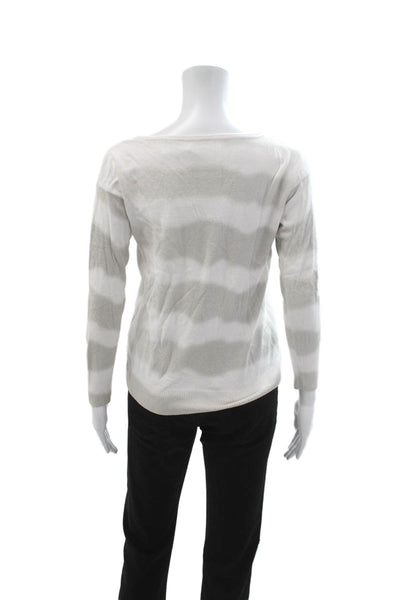 Barefoot Dreams® Unisex Striped White Pullover Long Sleeve Round Neck Size XS