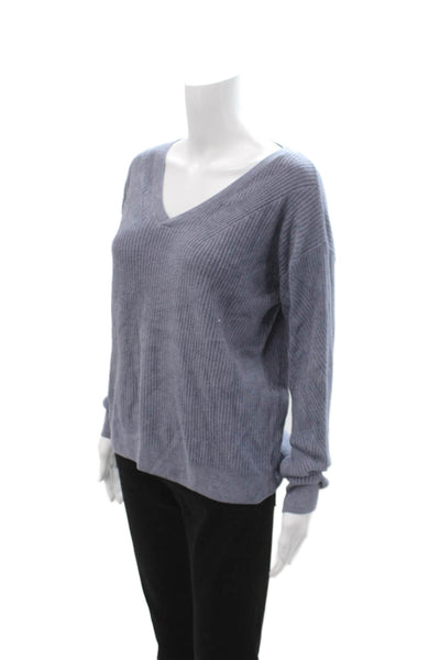 Barefoot Dreams® Unisex Gray Striped V-Neck Pullover Sweater Long Sleeve Size S
