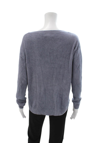 Barefoot Dreams® Unisex Gray Striped V-Neck Pullover Sweater Long Sleeve Size S