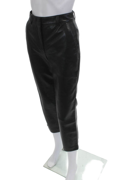 Babaton Womens Ankle Cropped Dress Pants Black Button Size 26