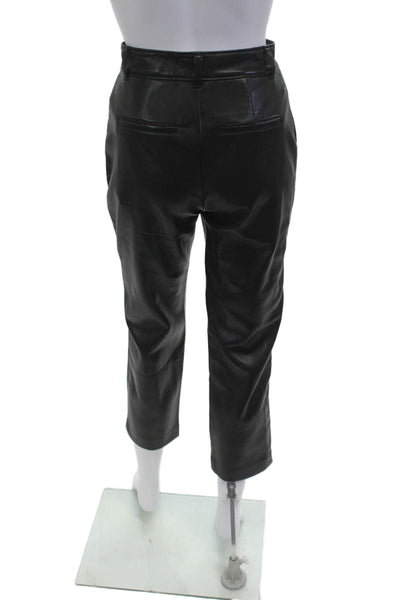 Babaton Womens Ankle Cropped Dress Pants Black Button Size 26