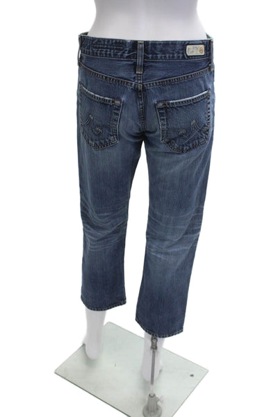 AG Women Capri Cropped Jeans Dark Blue Mid Rise 100% Cotton Petite Size 26